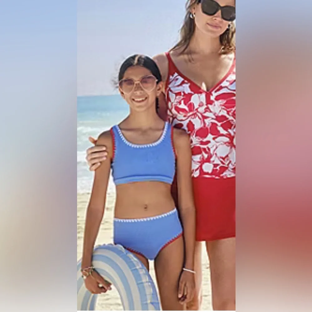 NWT Thereabouts Big Girls 2-PC Blue, Red, White Bikini Set (XL 18.5 Plus) - Picture 3 of 6